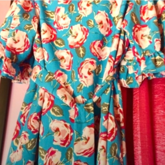 Betsey Johnson Floral Garden Midi Feminine Dress Eurosummer Plunge Neck Womens 8 - Picture 6 of 6